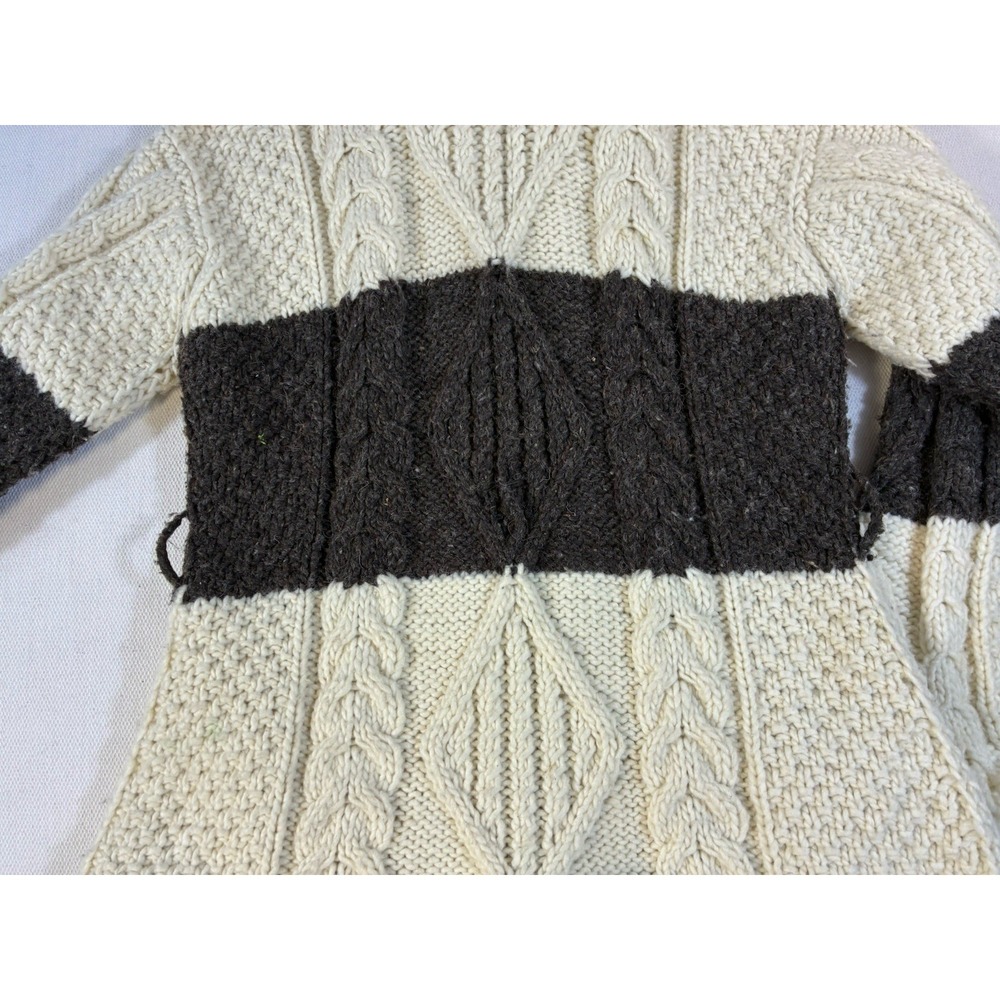 Vintage Hand Knit Chunky Cowichan Style Wool Cardigan Sweater Zip Front - Picture 6 of 9